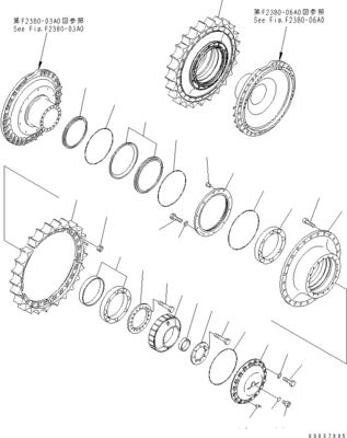 Bulldozer Komatsu D375A-3D Travel Assembly Final Drive 195-27-00414 195-27-00542 195-27-00552 195-27-00406 195-27-00405